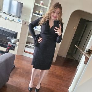 Simple Black Tie-Front Wrap Dress Size M